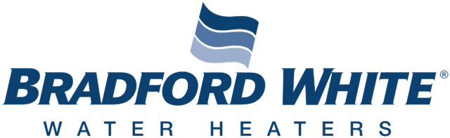 Bradford White logo featuring a stylized blue and white wave emblem above the company name in bold blue letters.